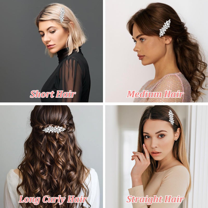 MBAIYO 2Pcs Pearl Hair Clips for Women, Silver Bridal Barrettes Vintage Wedding Hairpins Silver Sparkly Crystal Hair Clips for Bridal Brides Wedding - Image 3
